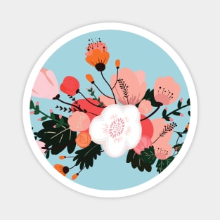 GRAPHIC COLORED FLOWERS BOUQUET Magnet